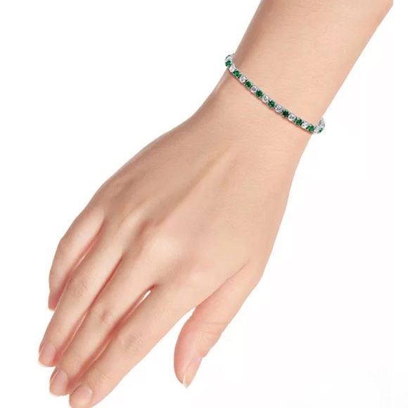 Cubic Zirconia Green Tennis Bracelet in Sterling Silver NWT - Picture 4 of 9